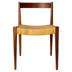 Mid Century Teakholz und Rohrstock Schreibtischstuhl von Nanna und Jorgen Ditzel Dänemark 1950er Jahre