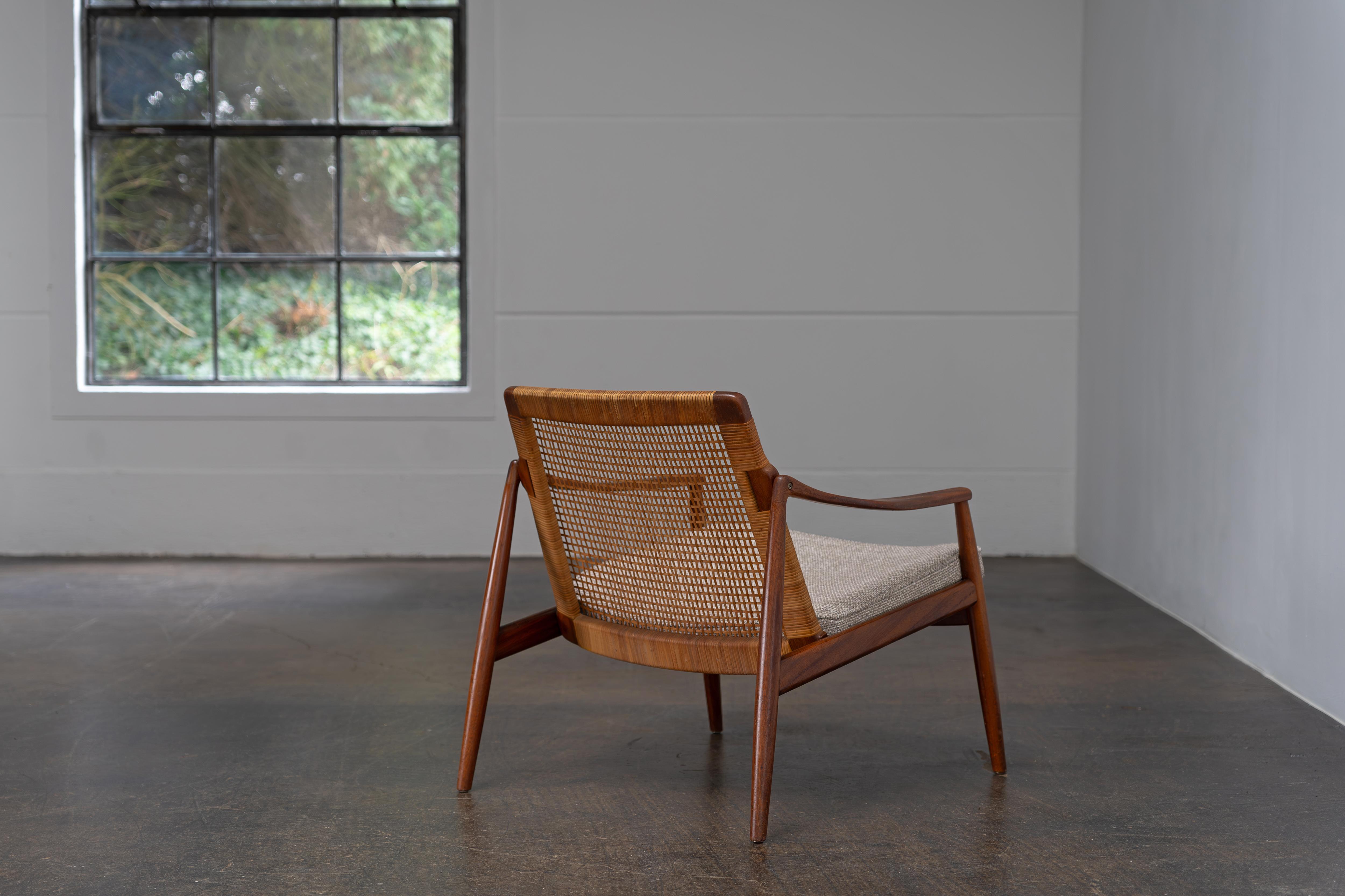 Mid-Century Teak and Cane Easy Chairs  by Hartmut Lohmeyer for Wilkhahn, 1950s 4