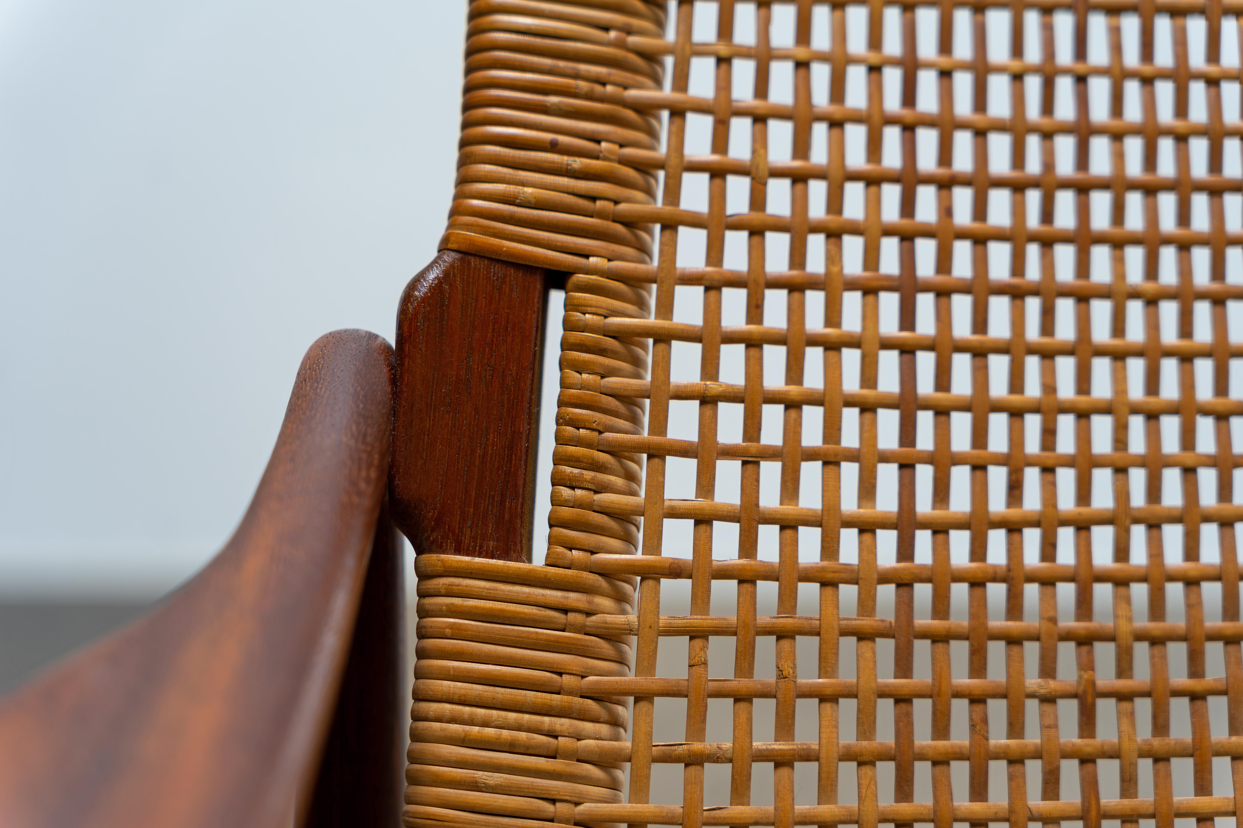 Mid-Century Teak and Cane Easy Chairs  by Hartmut Lohmeyer for Wilkhahn, 1950s 6