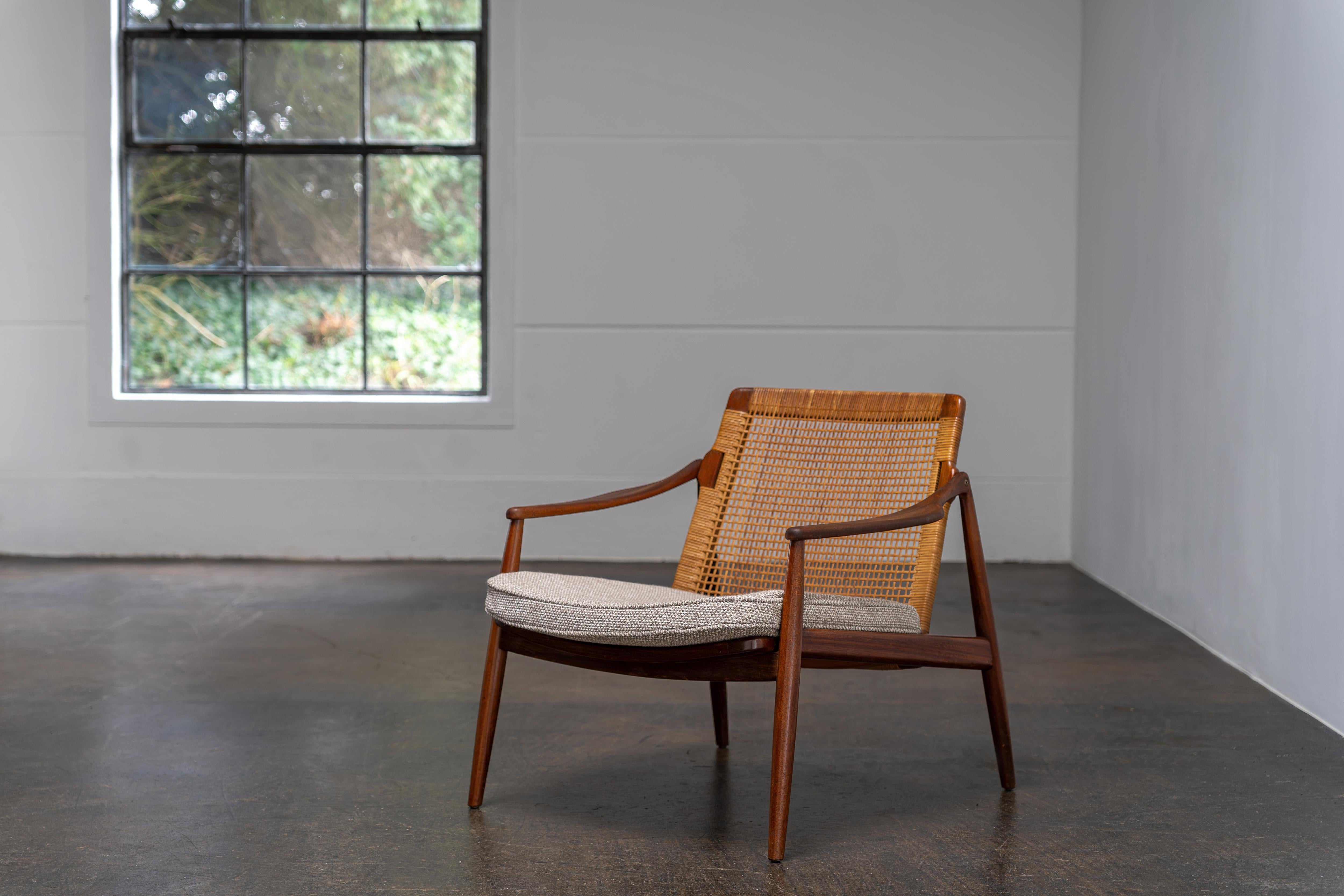 Mid-Century Teak and Cane Easy Chairs  by Hartmut Lohmeyer for Wilkhahn, 1950s 2