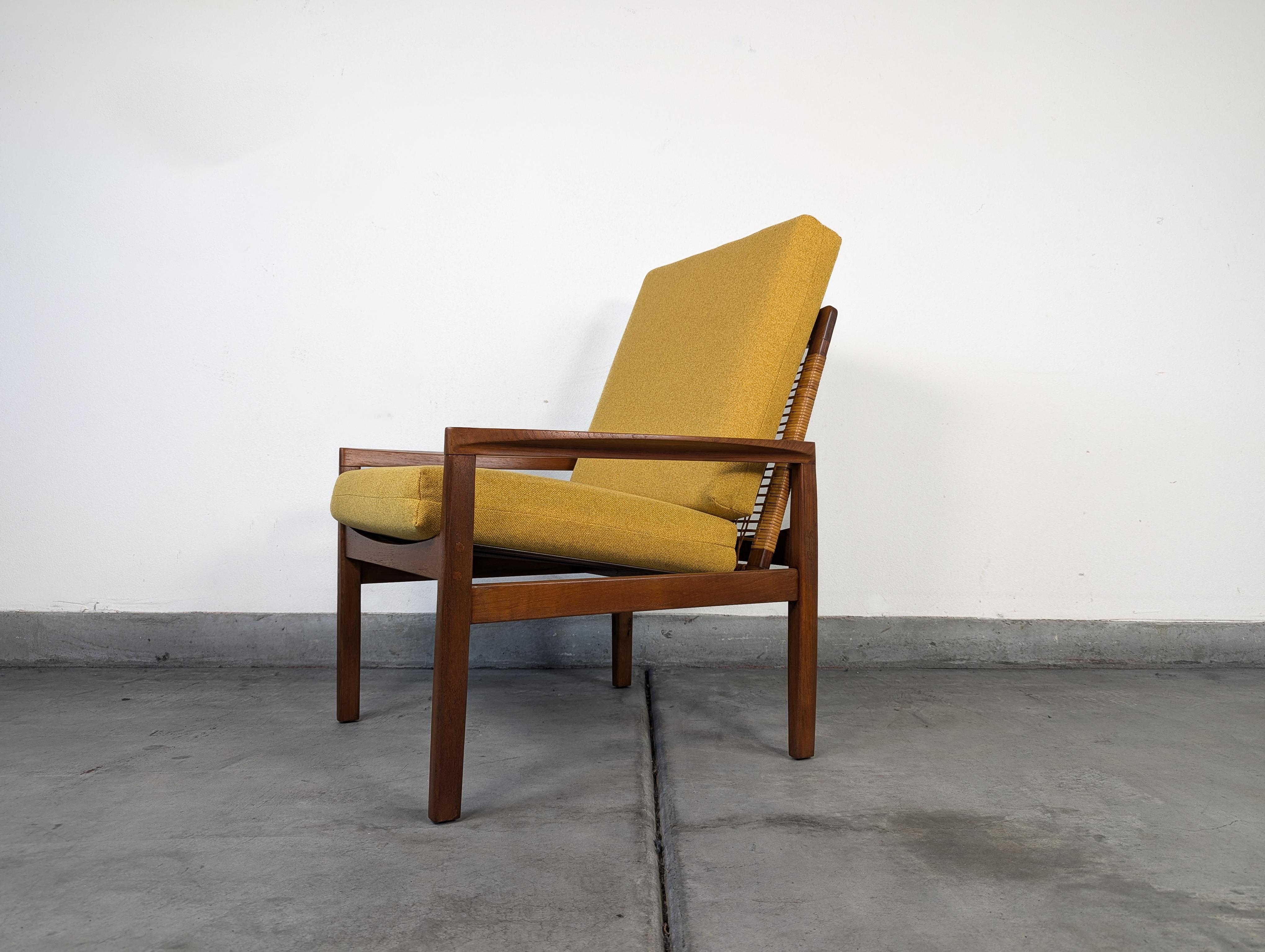 Loungesessel aus Teakholz und Rohr, Mitte des Jahrhunderts, von Hans Olsen für Juul Kristensen, um 1960 (Moderne der Mitte des Jahrhunderts) im Angebot