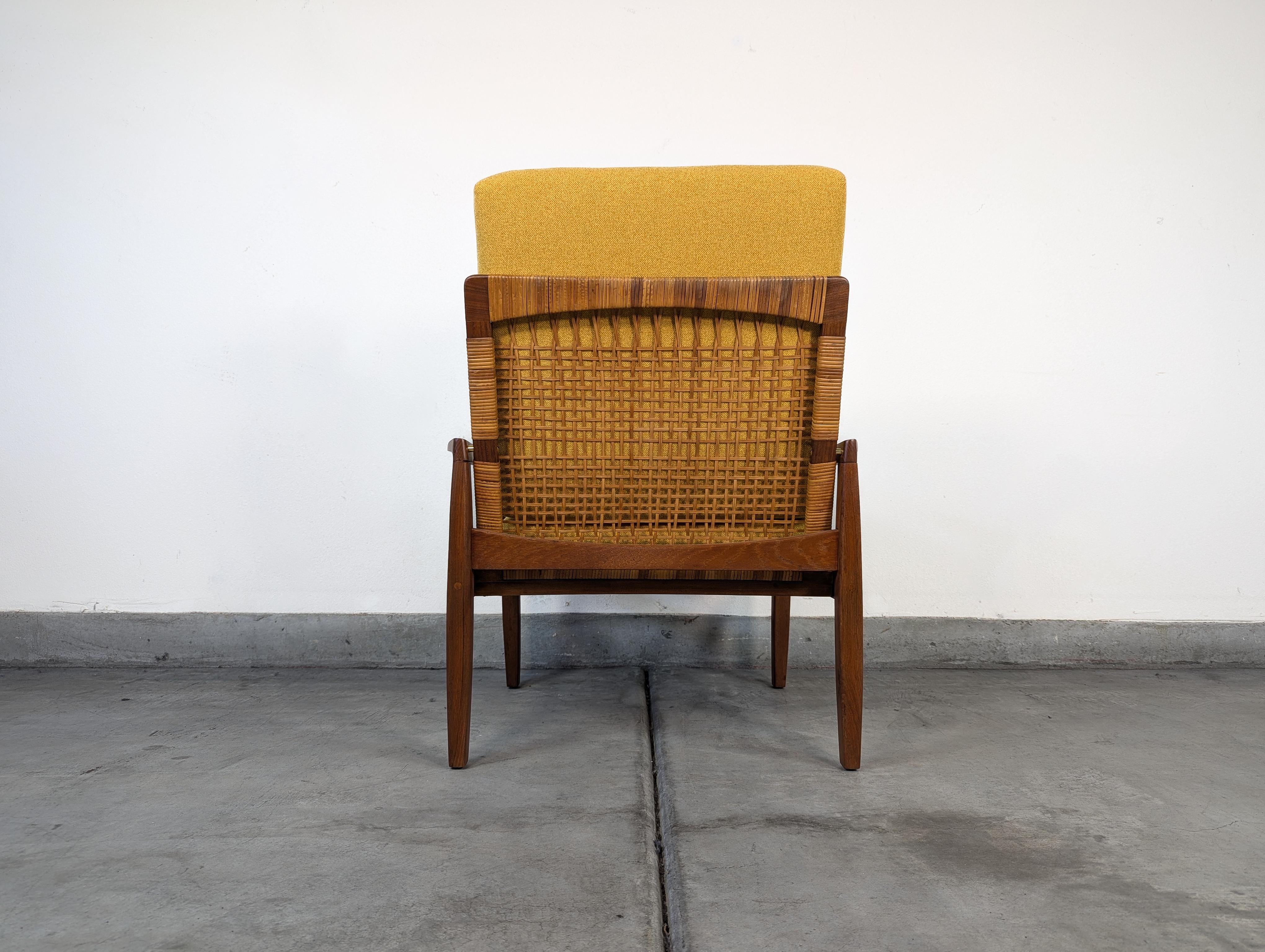 Loungesessel aus Teakholz und Rohr, Mitte des Jahrhunderts, von Hans Olsen für Juul Kristensen, um 1960 im Zustand „Hervorragend“ im Angebot in Chino Hills, CA