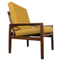 Mid Century Teak and Cane Lounge Chair by Hans Olsen for Juul Kristensen, c1960s