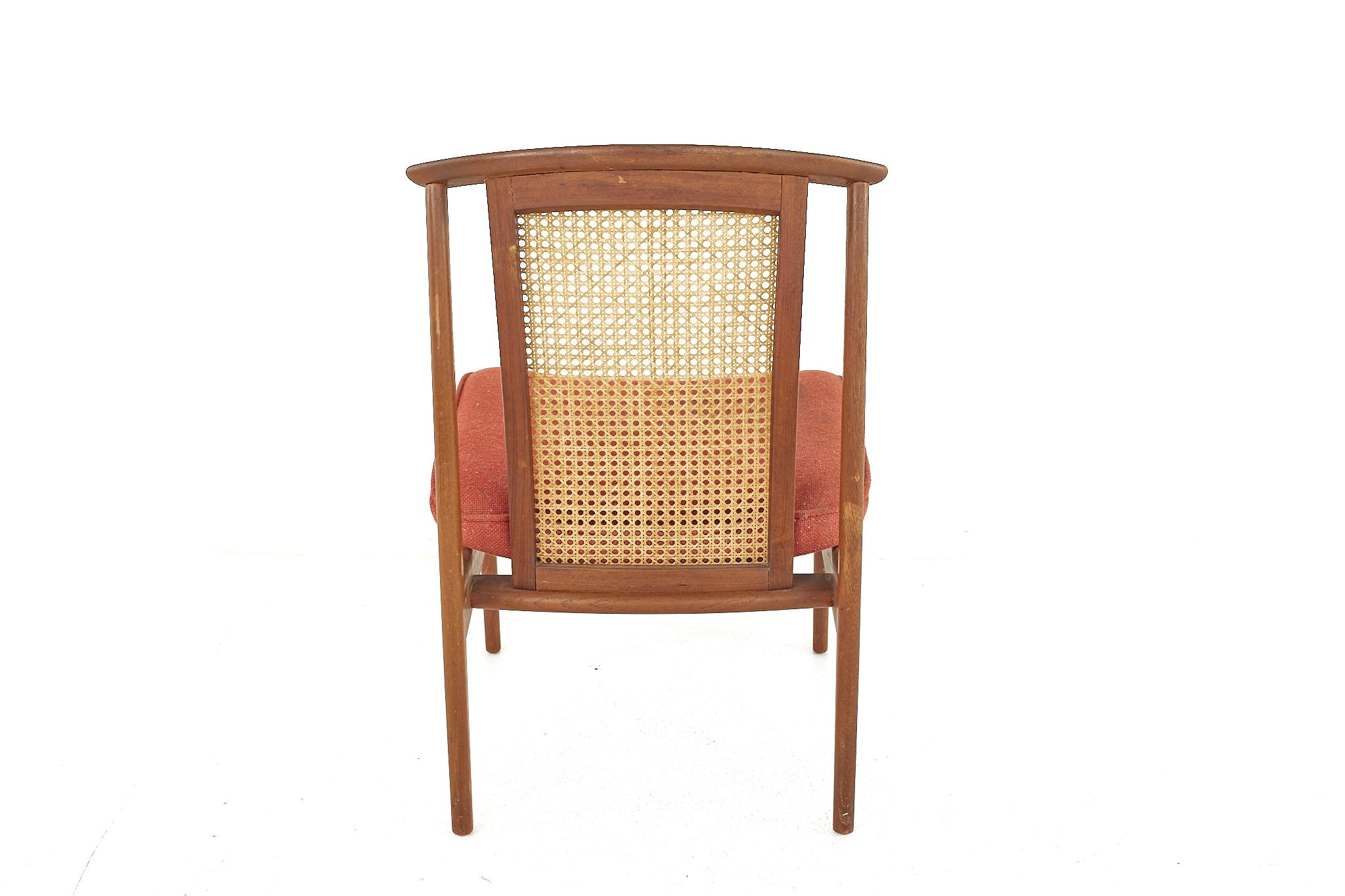 Danish Mid Century Teak and Cane Occasional Chair For Sale