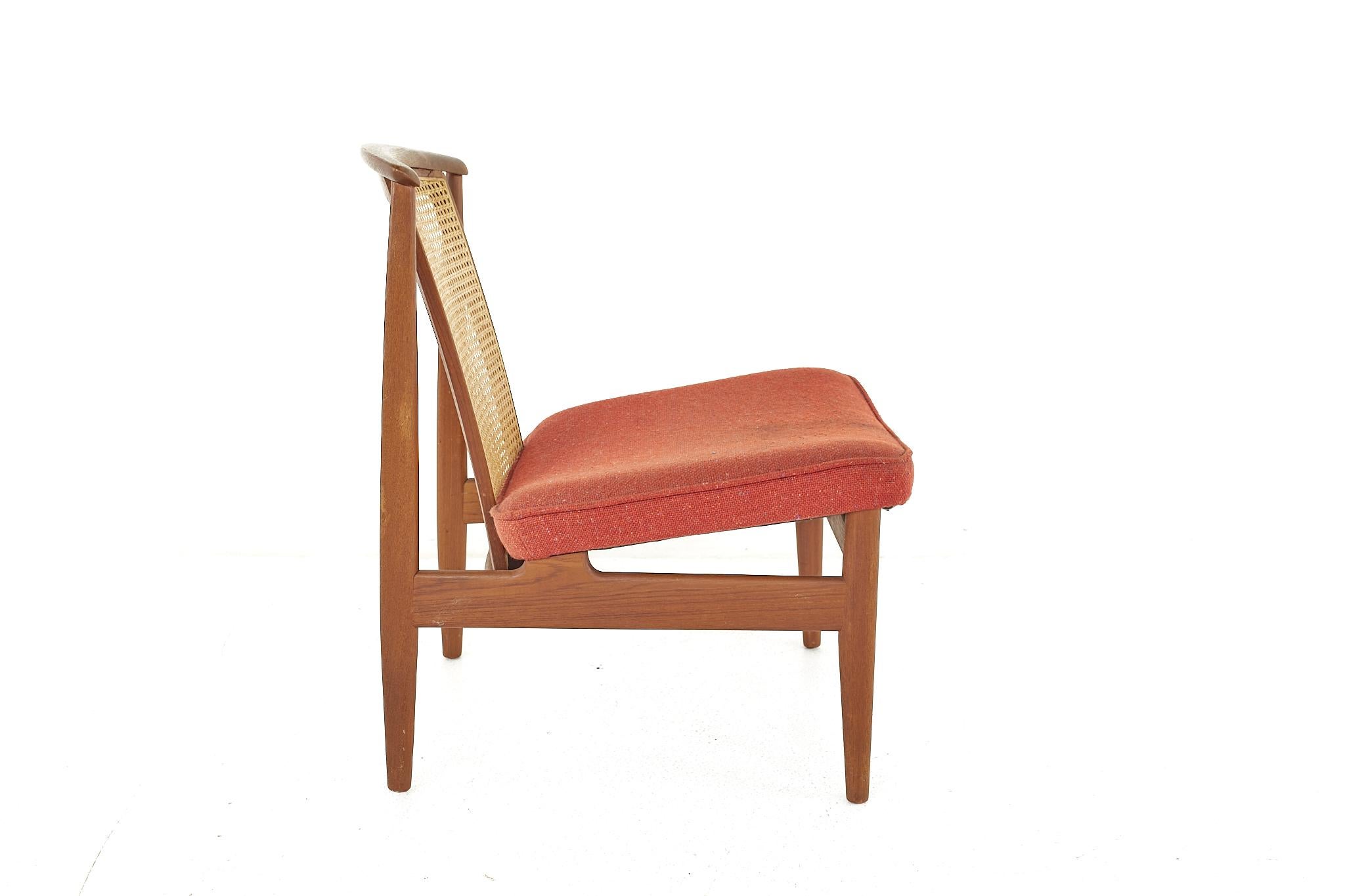 Late 20th Century Mid Century Teak and Cane Occasional Chair For Sale