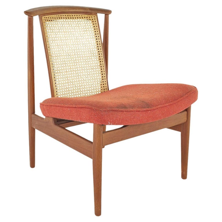 Mid Century Teak and Cane Occasional Chair For Sale at 1stDibs