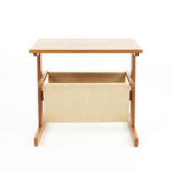 Mid Century Teak and Canvas Magazine Table