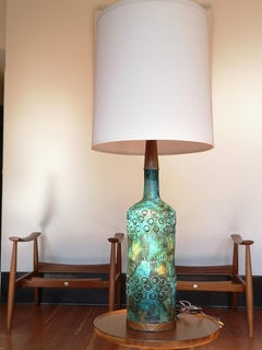 Midcentury Teak and Ceramic Table Lamp by Alvino Bagni, 1960s