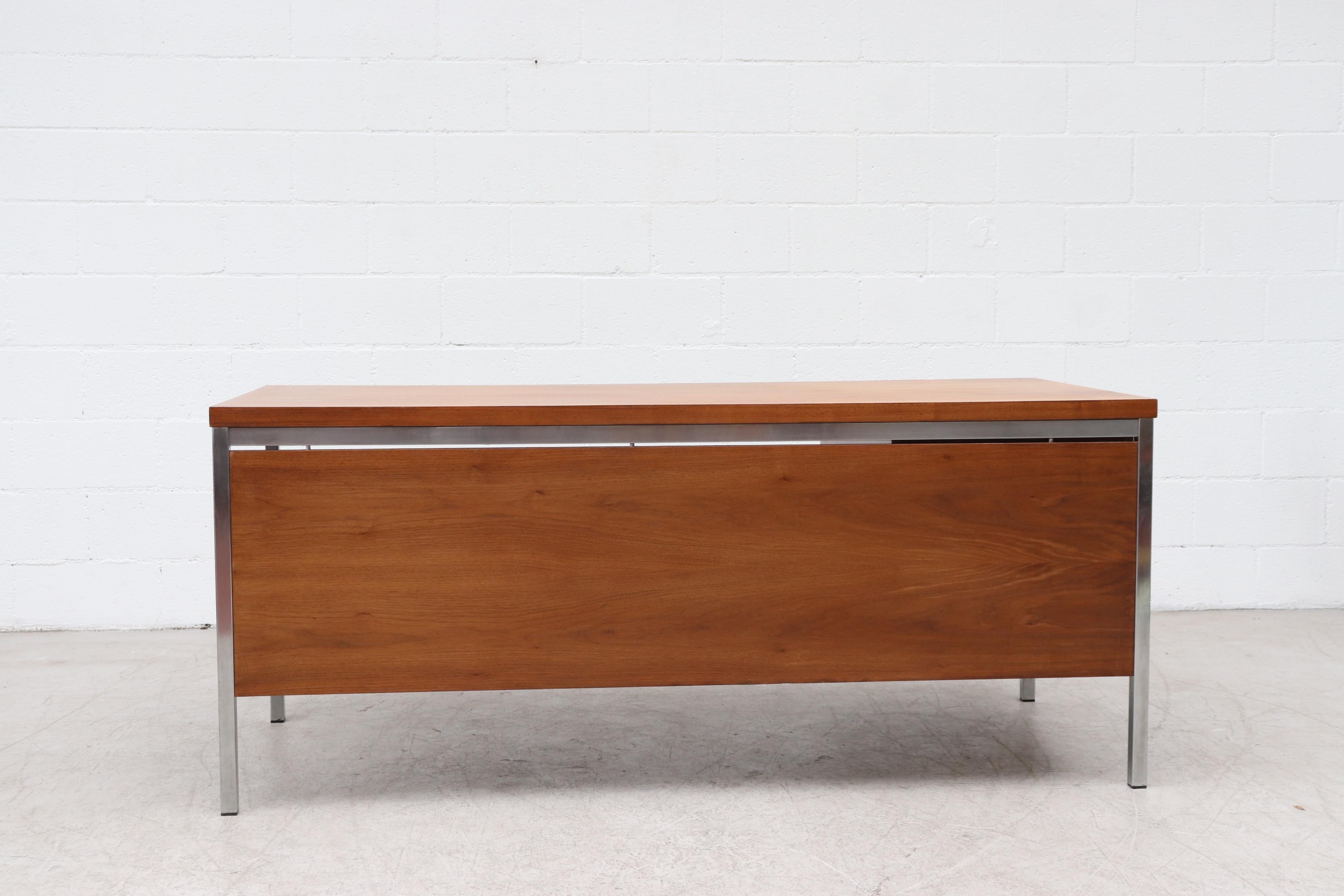 Midcentury Teak and Chrome Executive Desk In Good Condition In Los Angeles, CA