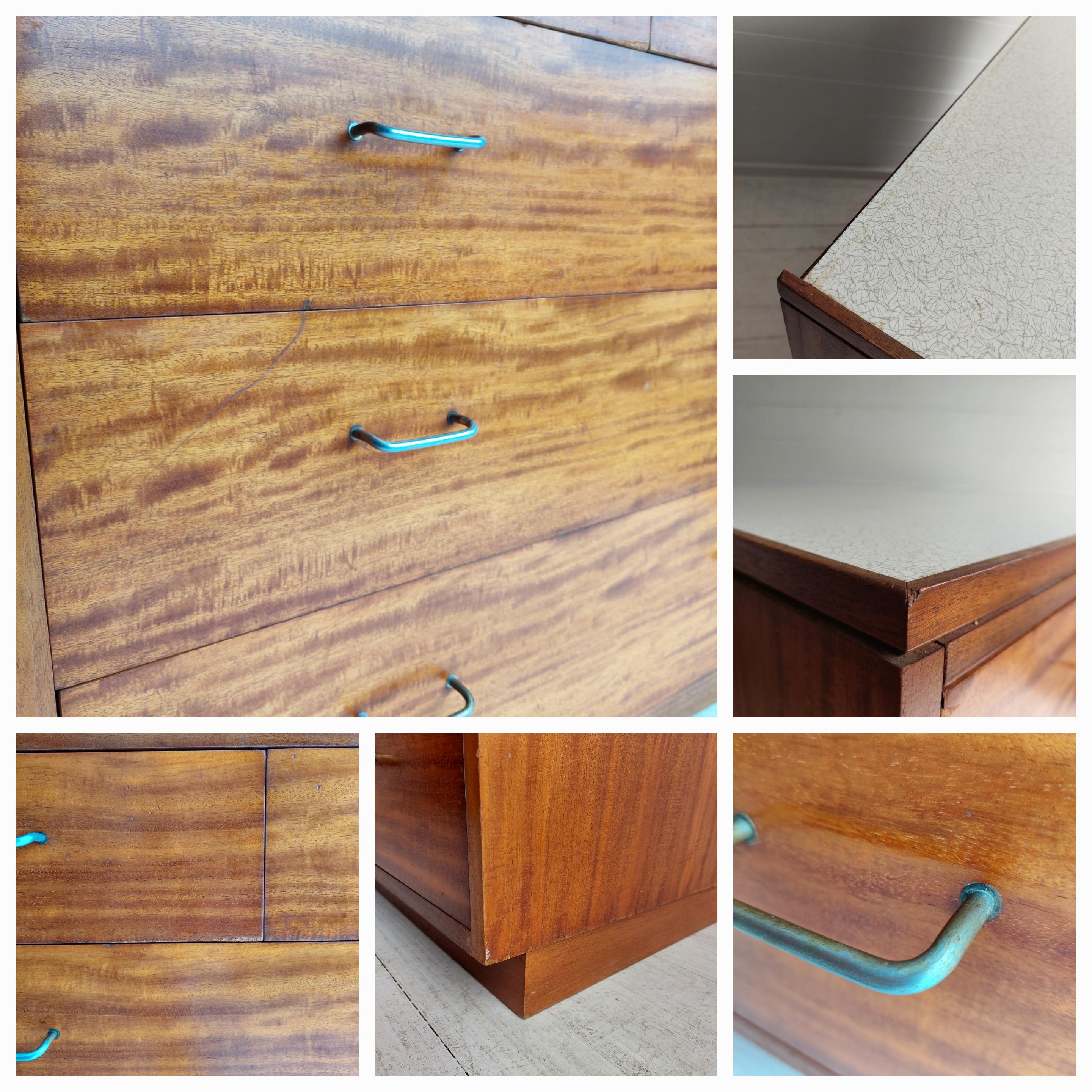 Mid Century Teak and Formica chest of drawers Remploy Vintage military 50s 60s 10
