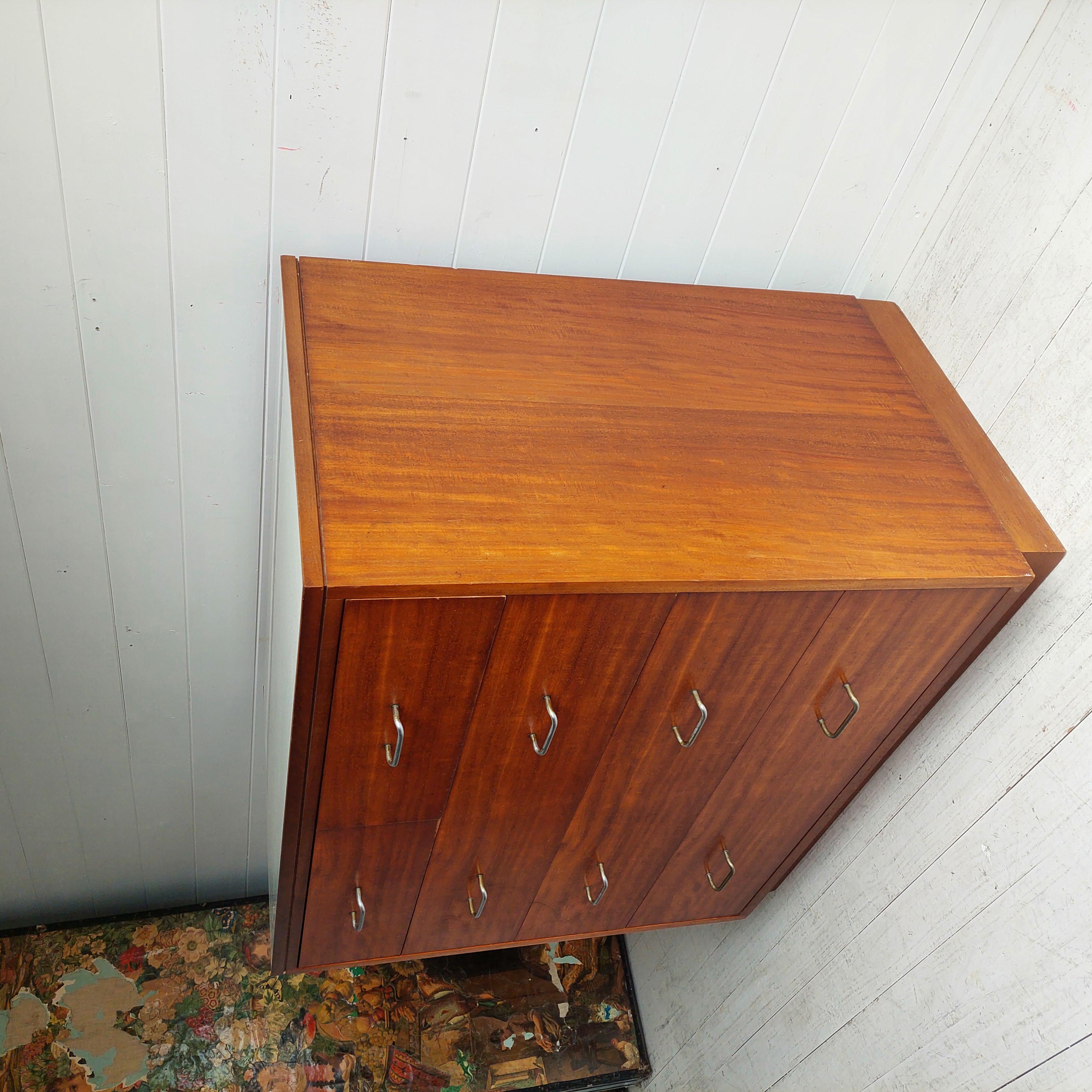 20th Century Mid Century Teak and Formica chest of drawers Remploy Vintage military 50s 60s