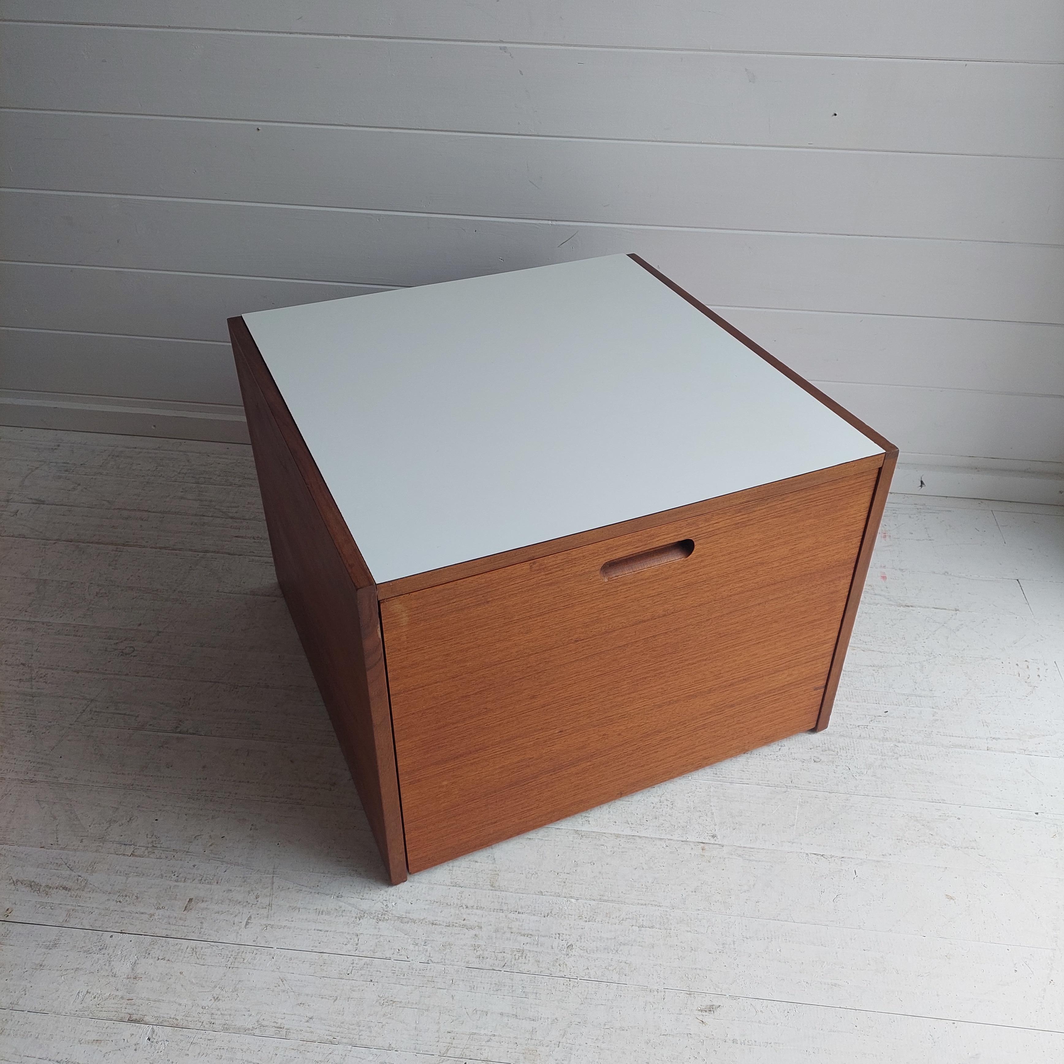 Mid Century Teak and Formica side Table cabinet drawer chest by Meredew 4