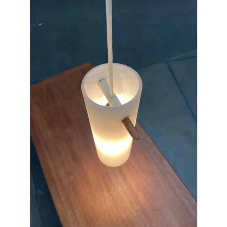 Swedish Mid-Century Teak and Glass Pendant Lamp by Uno & Östen Kristiansson, 1960s For Sale