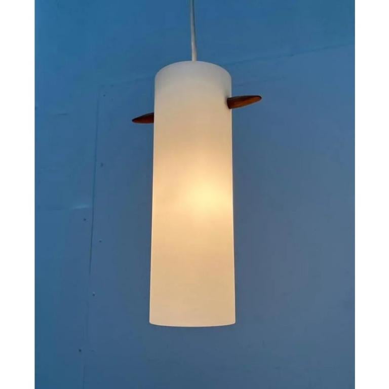 Mid-Century Teak and Glass Pendant Lamp by Uno & Östen Kristiansson, 1960s For Sale 1