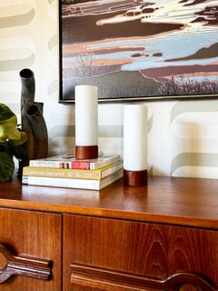 Mid Century Teak and Glass Table Lamps - Set of 2