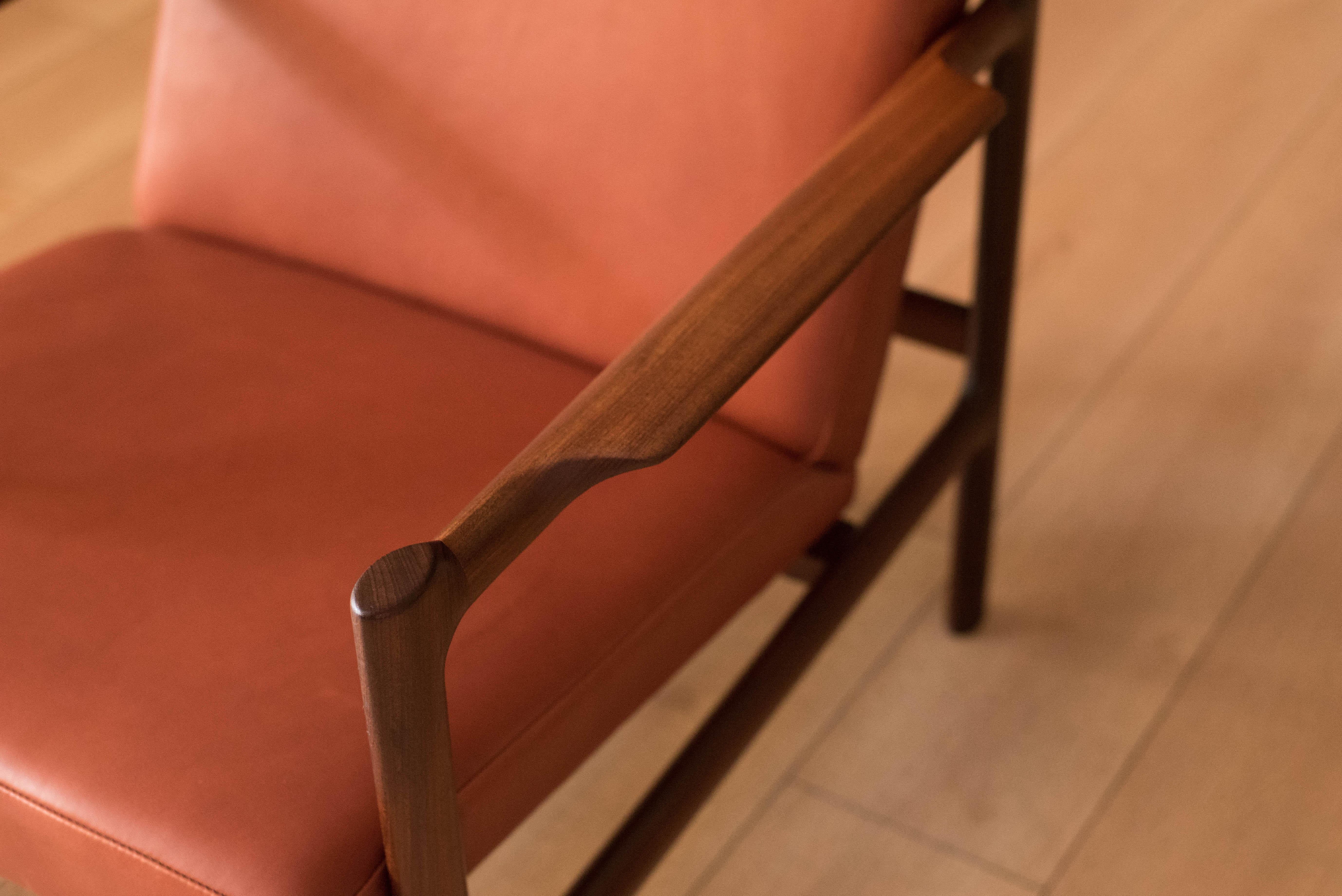 Mid Century Teak and Leather Lounge Chair by Bruksbo In Good Condition In San Jose, CA