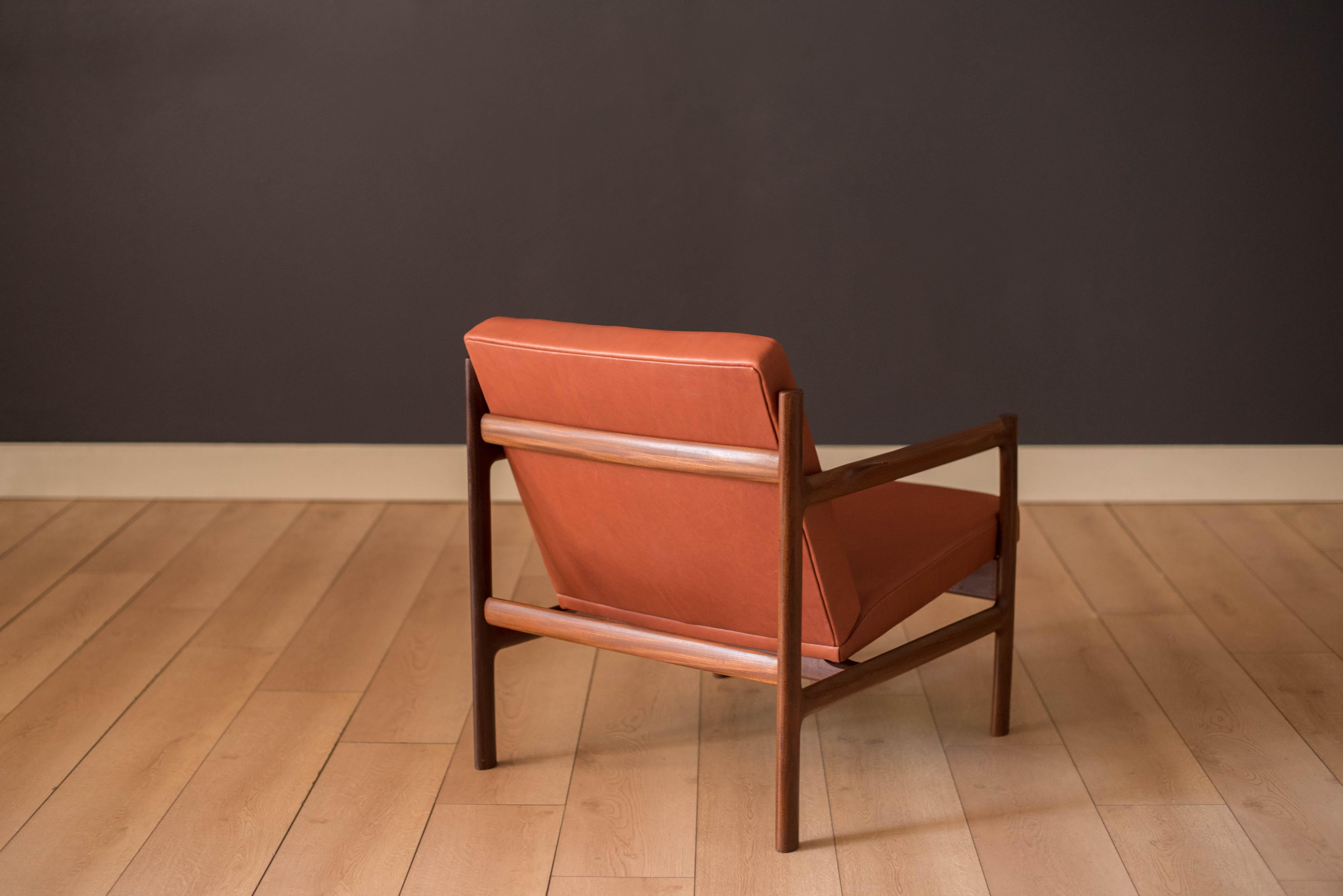 Mid-20th Century Mid Century Teak and Leather Lounge Chair by Bruksbo