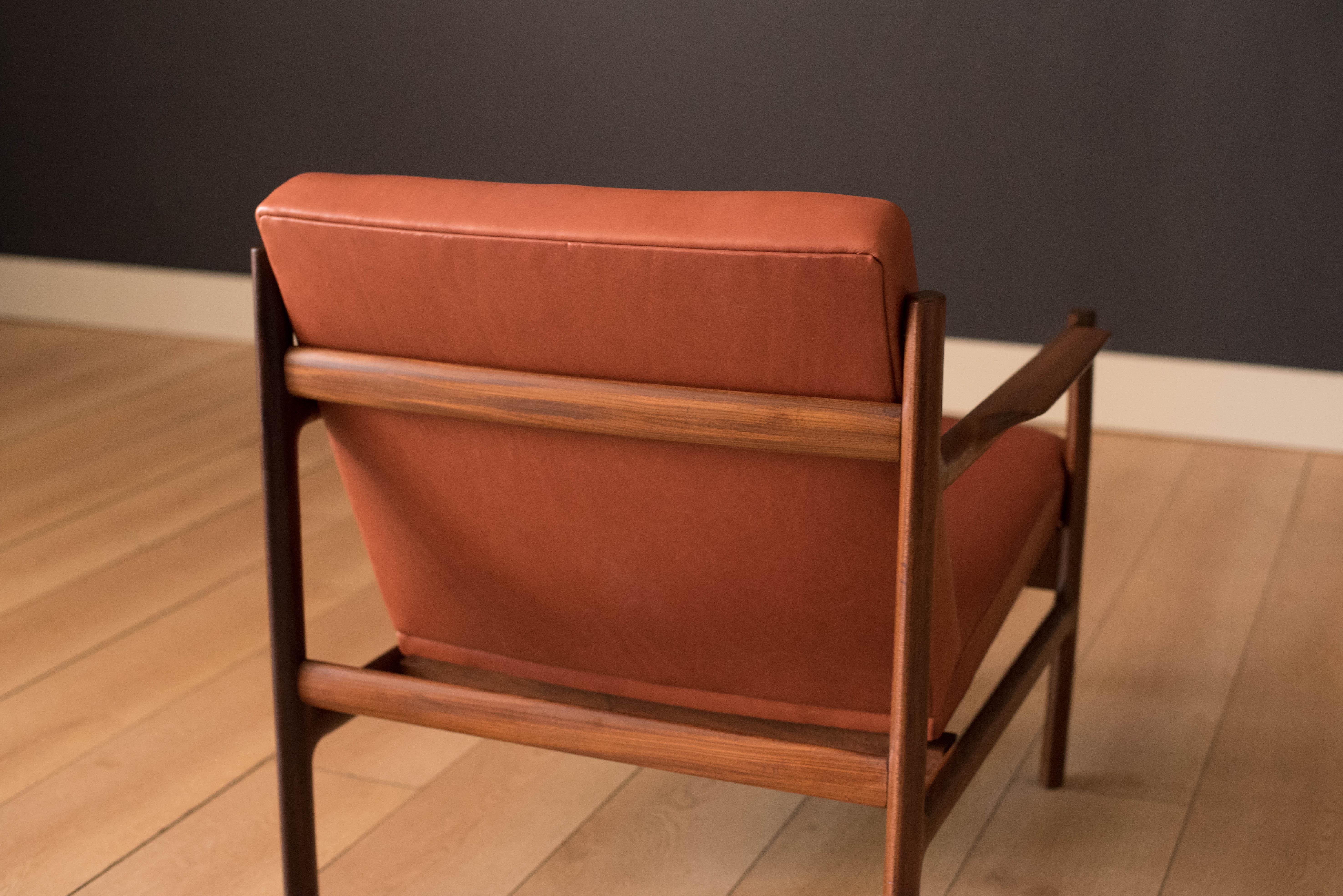 Mid Century Teak and Leather Lounge Chair by Bruksbo 1
