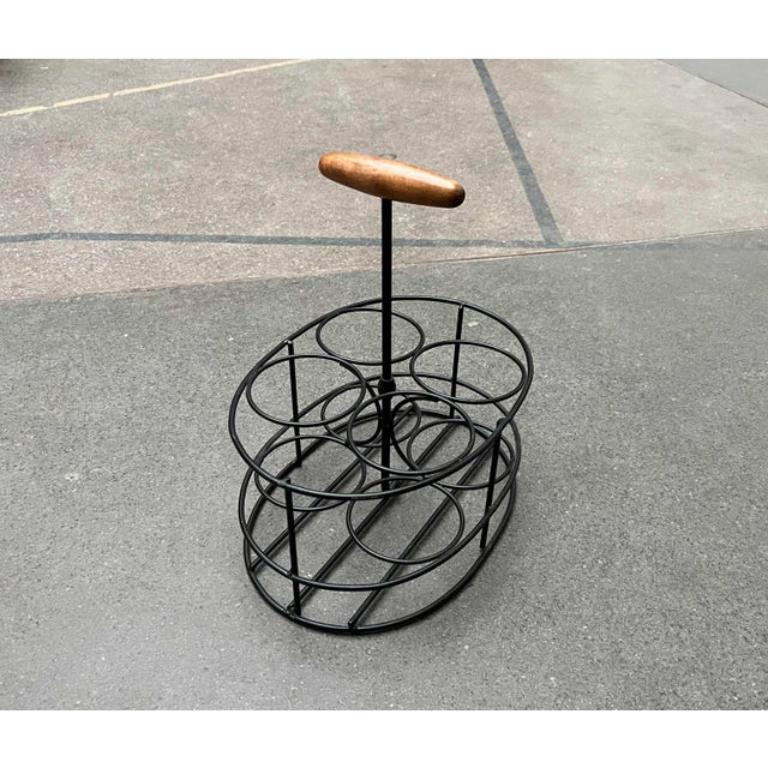 Portabotellas de teca y metal de mediados de siglo al estilo de String en Bueno estado para la venta en Hamburg, DE