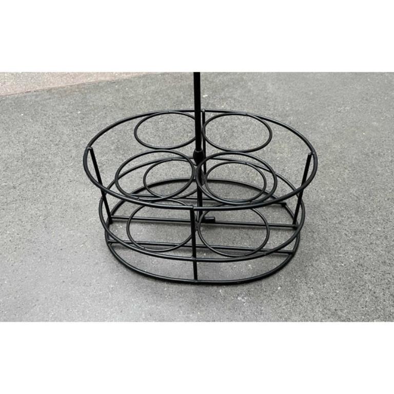 Portabotellas de teca y metal de mediados de siglo al estilo de String Metal en venta