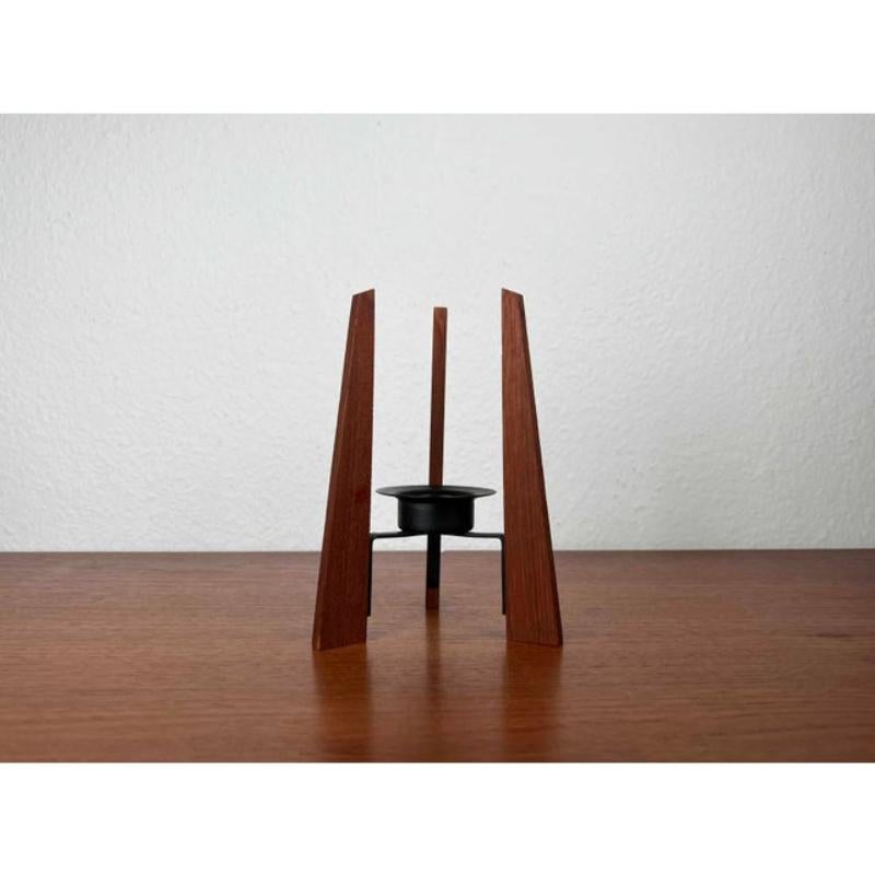 Mid-Century Teak and Metal Tripod Candleholder, 1960s For Sale 5