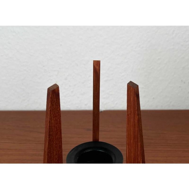 Mid-Century Teak and Metal Tripod Candleholder, 1960s For Sale 8
