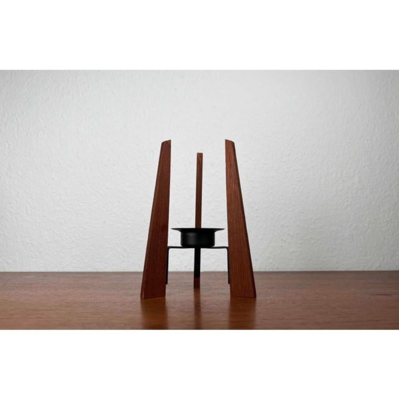 Mid-Century Teak and Metal Tripod Candleholder, 1960s For Sale 12
