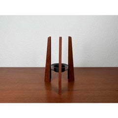 Portacandele a treppiede in teak e metallo di metà secolo, anni '60