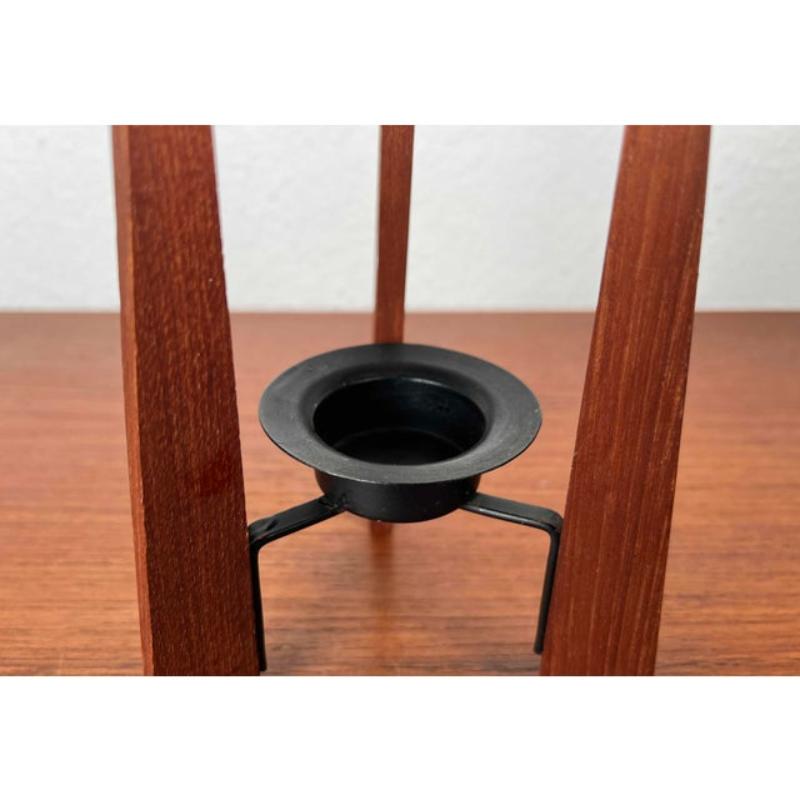 Mid-Century Modern Mid-Century Teak and Metal Tripod Candleholder, 1960s For Sale