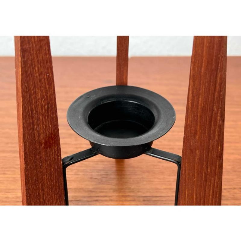 Mid-Century Teak and Metal Tripod Candleholder, 1960s For Sale 1