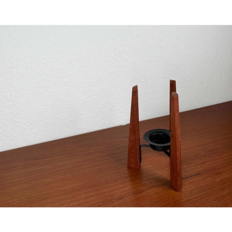 Mid-Century Teak and Metal Tripod Candleholder, 1960s For Sale 2