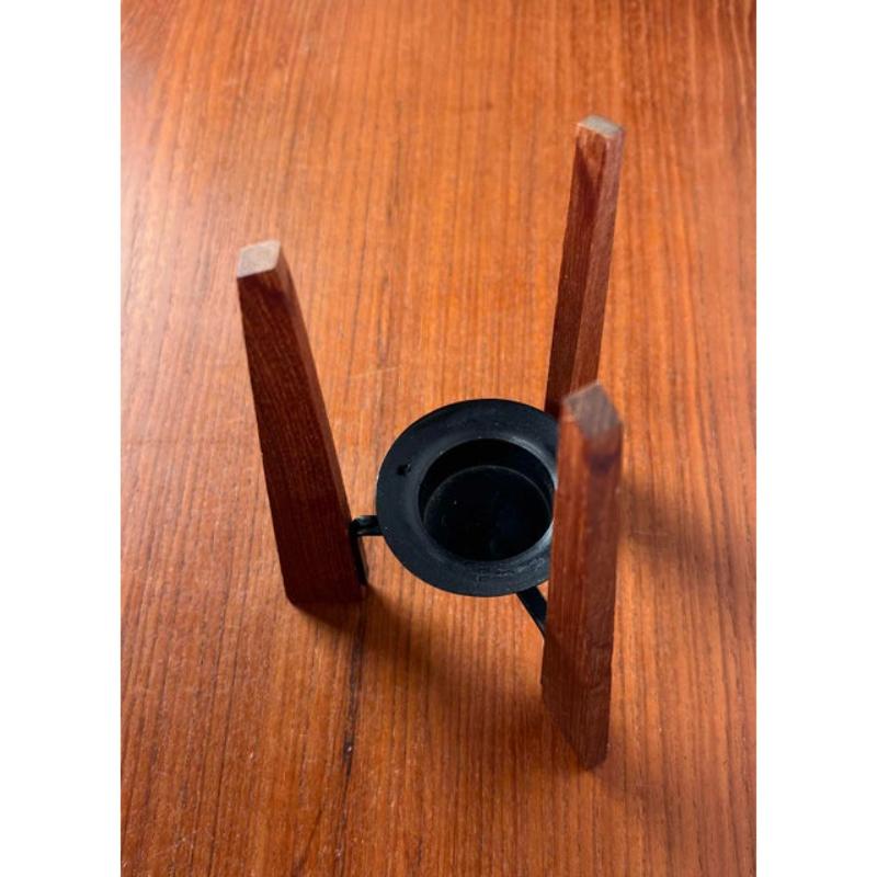 Mid-Century Teak and Metal Tripod Candleholder, 1960s For Sale 3