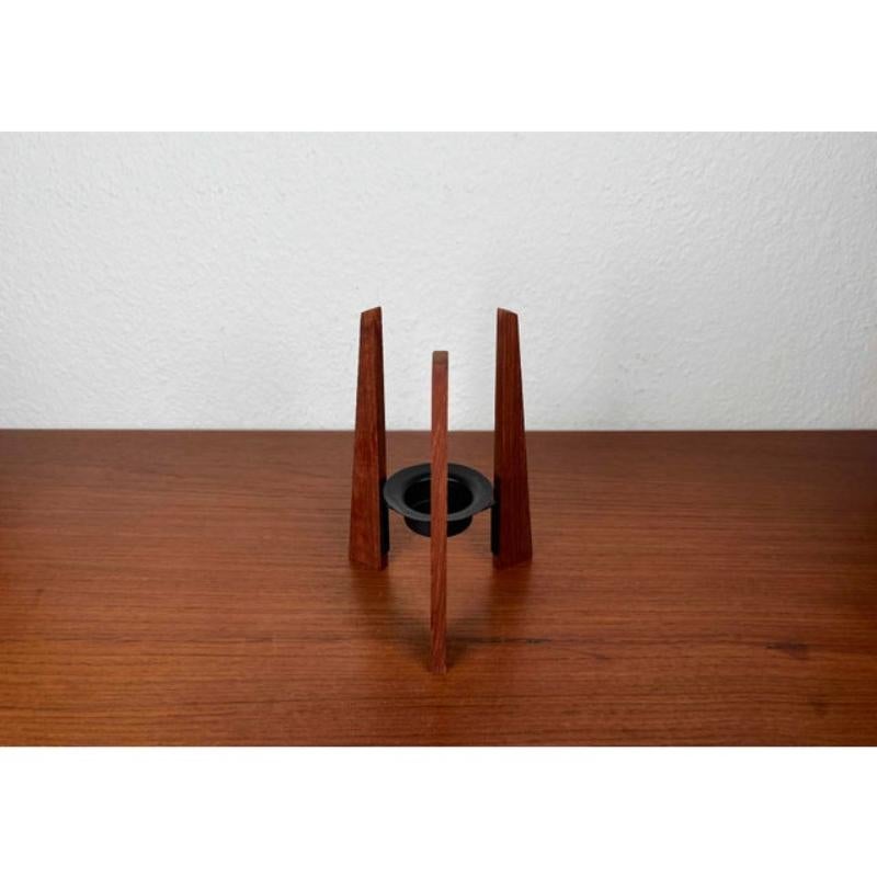 Mid-Century Teak and Metal Tripod Candleholder, 1960s For Sale 4