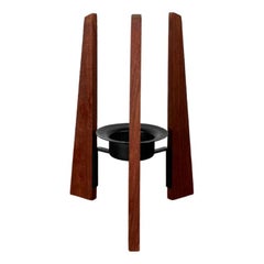 Mid-Century Teak and Metal Tripod Candleholder, 1960s