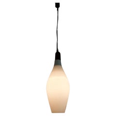 Mid-Century Teak and Opal Glass Pendant Lamp, Italy, 1960s