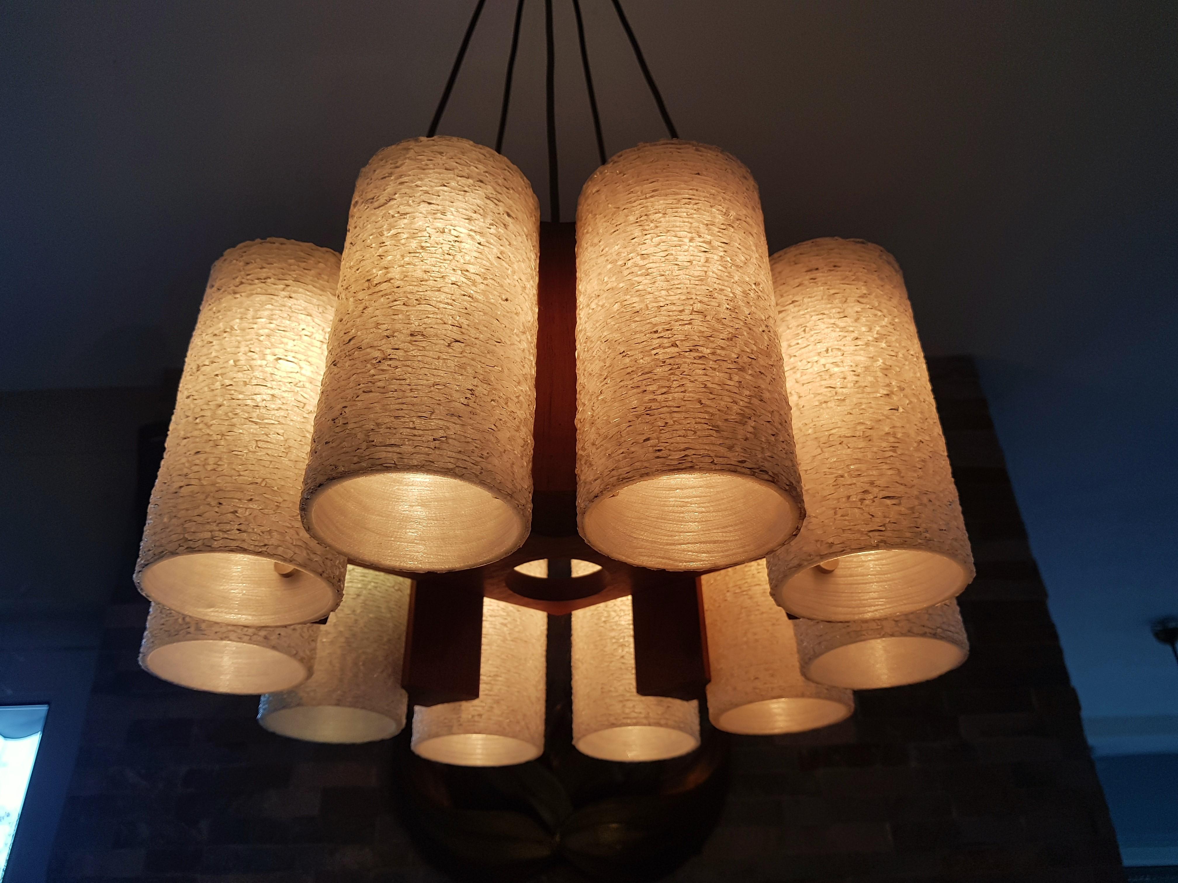 Midcentury Teak and Resin Chandelier, Denmark, 1960s For Sale 13