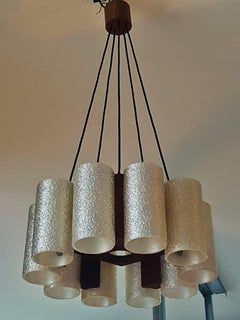 Midcentury Teak and Resin Chandelier, Denmark, 1960s