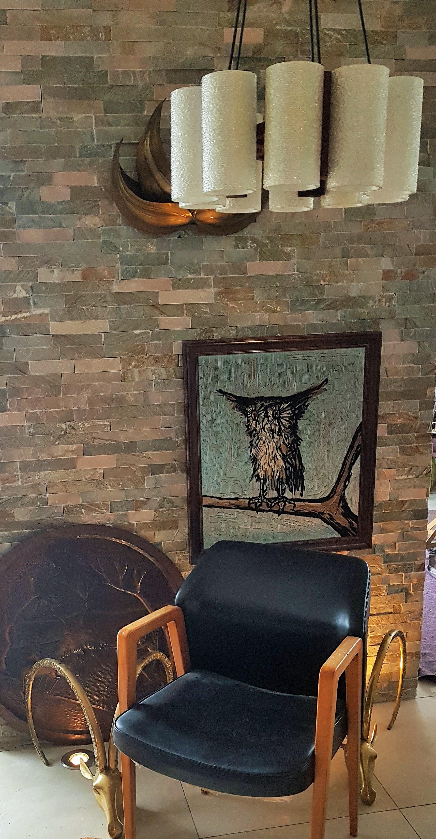 Danese Lampadario di metà secolo in teak e resina, Danimarca, anni '60 in vendita
