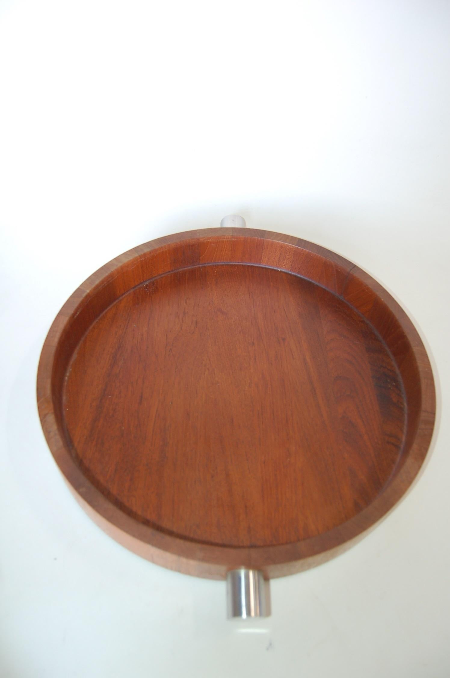 American Midcentury Teak  Stainless Steel Salad Serving Bowl Cobblewood Lundtofte Denmark For Sale