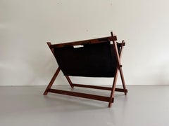 Revistero y Periódico Plegable de Teca y Ante de Mediados de Siglo, Años 60, Alemania