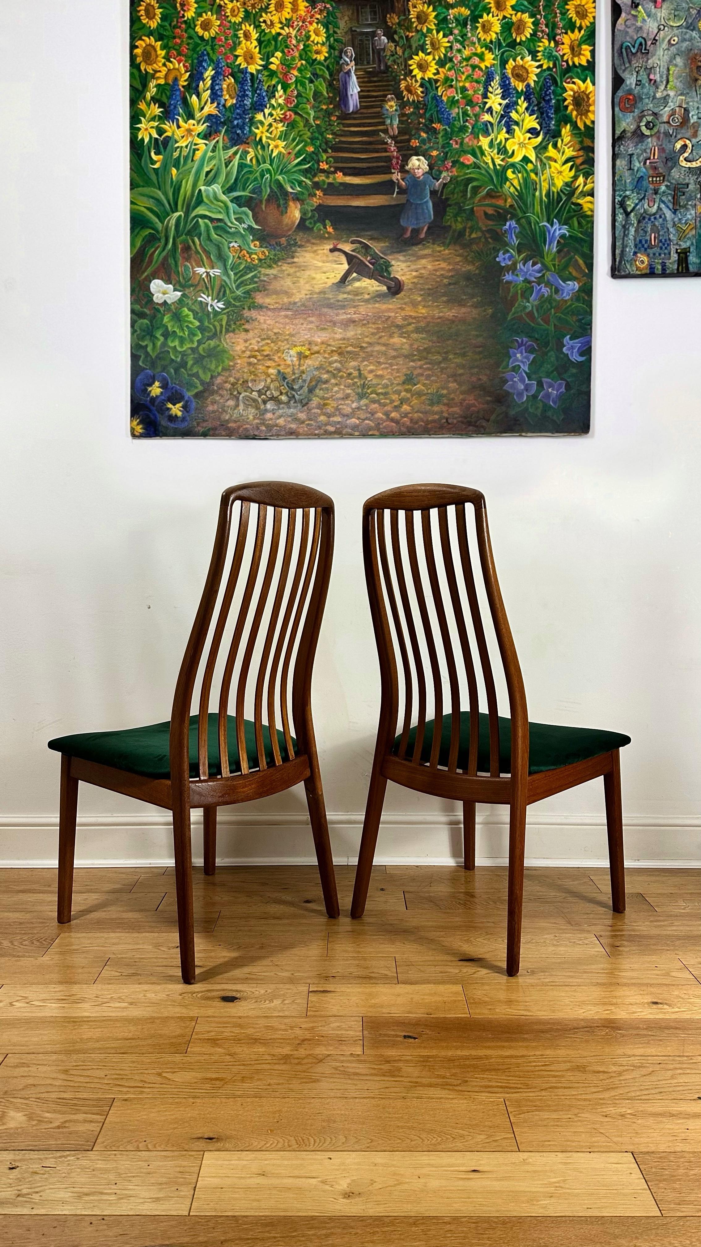 Mid-Century Modern Mid Century Teak and Velvet Danish Chairs by Preben Schou - Set of Two