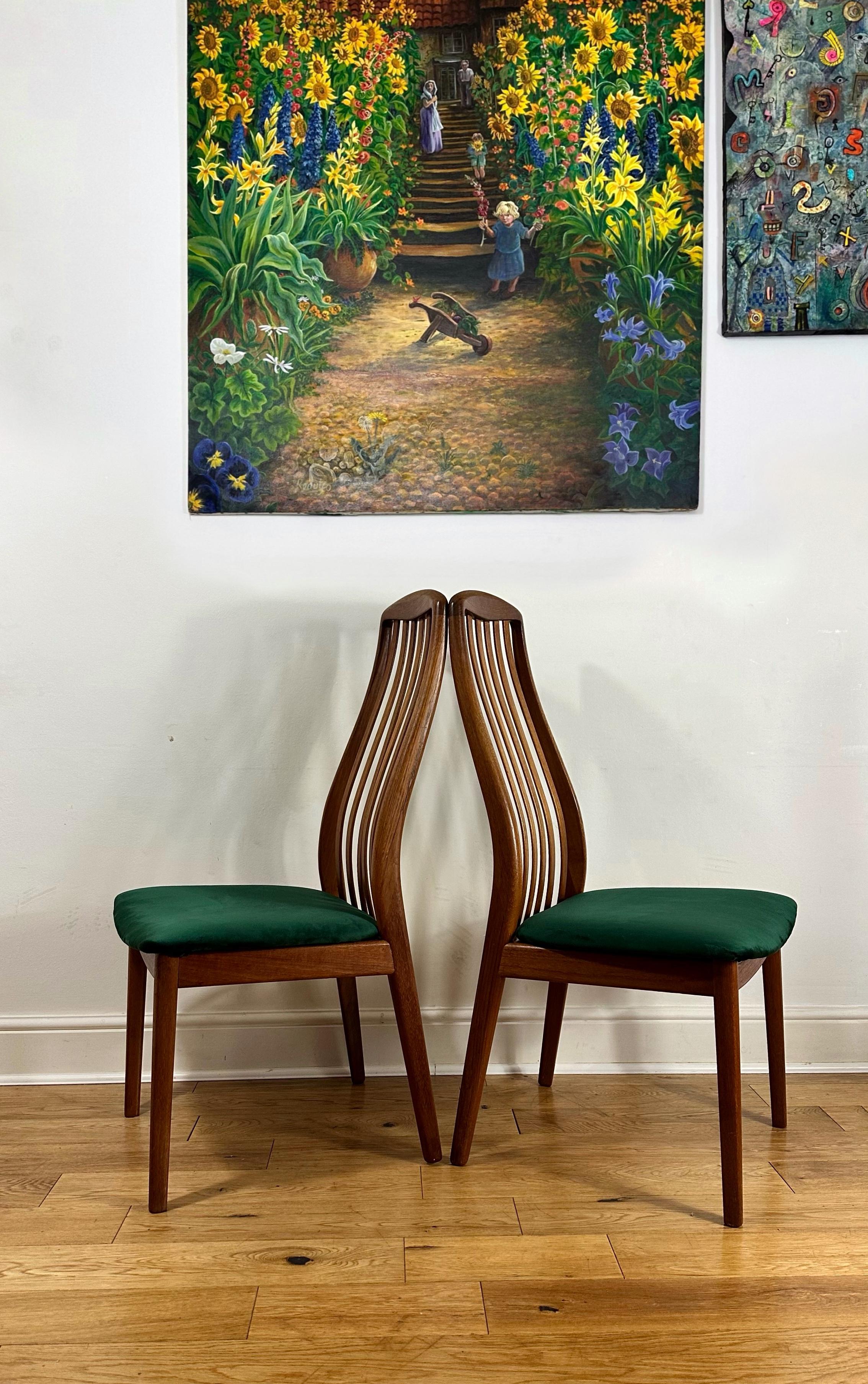 Mid Century Teak and Velvet Danish Chairs by Preben Schou - Set of Two In Good Condition In London, GB