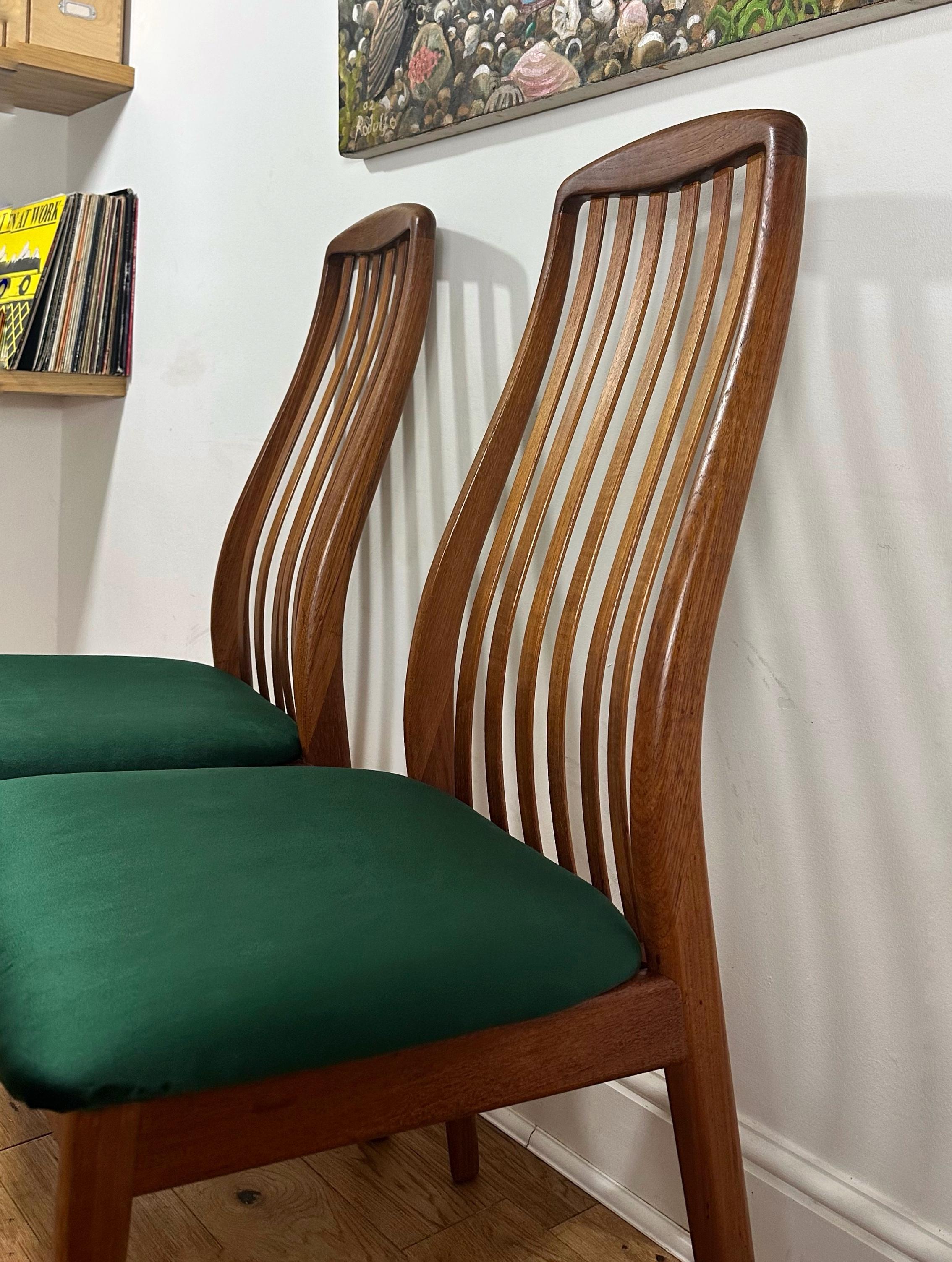 20th Century Mid Century Teak and Velvet Danish Chairs by Preben Schou - Set of Two