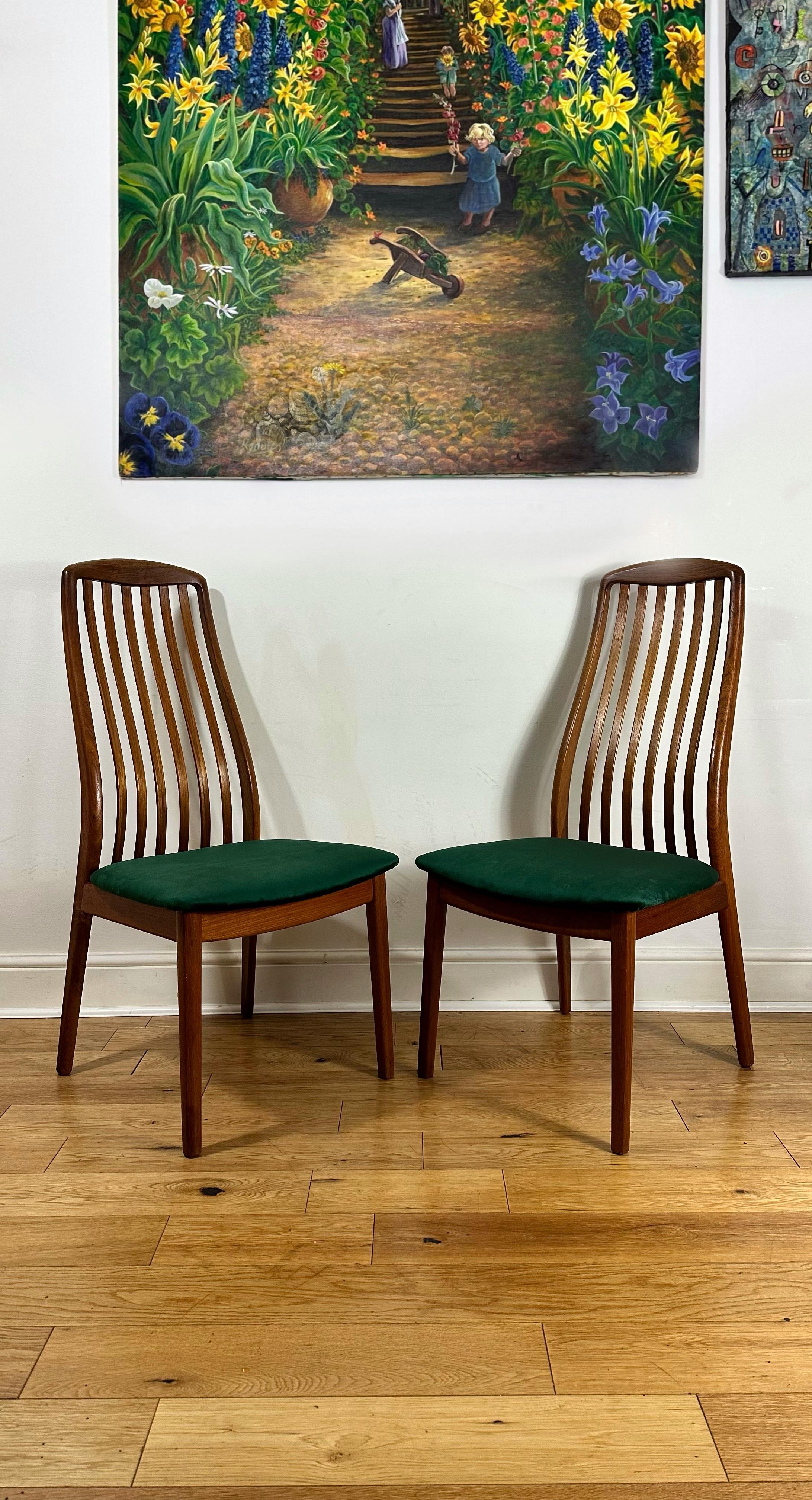 Mid Century Teak and Velvet Danish Chairs by Preben Schou - Set of Two 2
