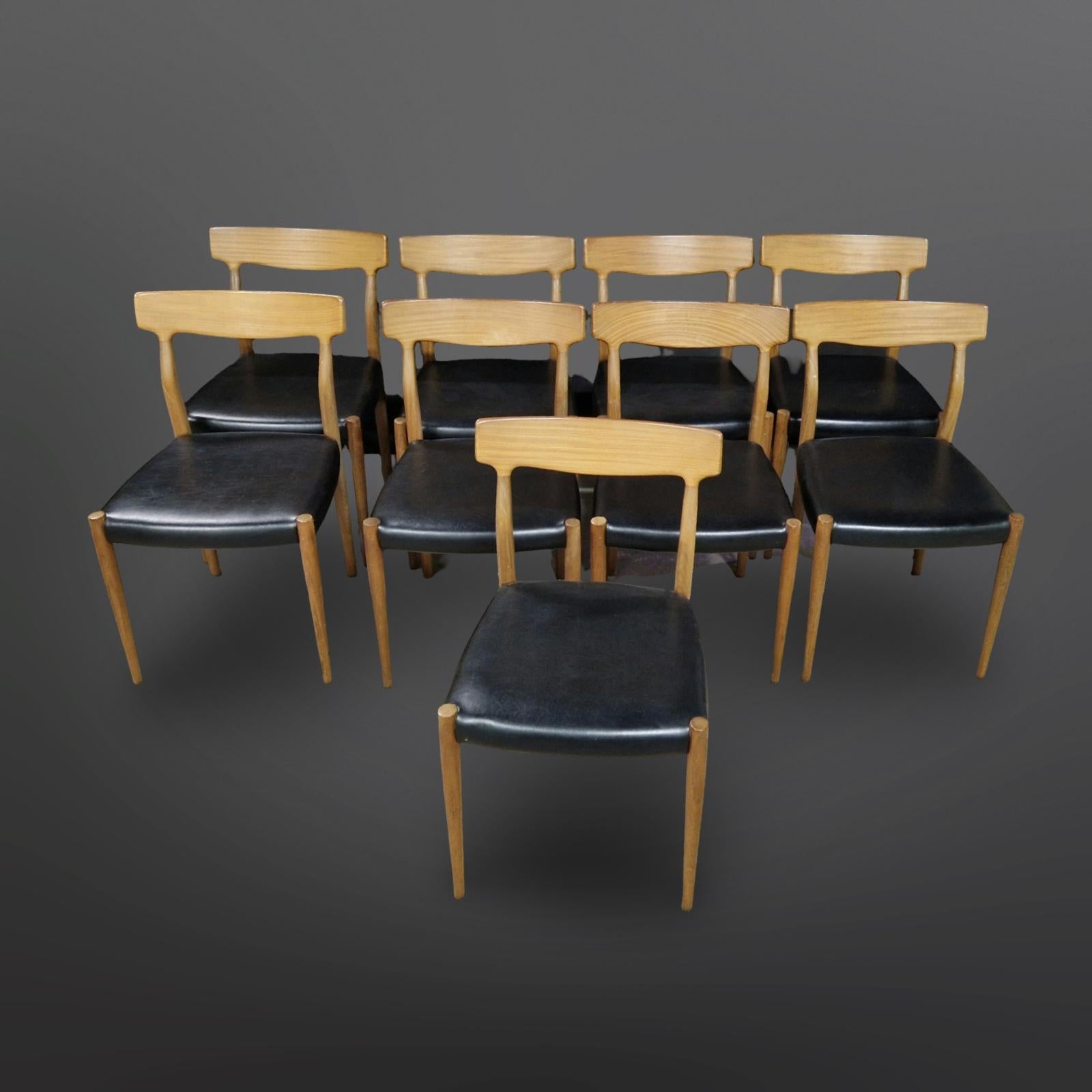 Mid century teak and vinyl dining chairs by Lübke, Germany 1960s 3