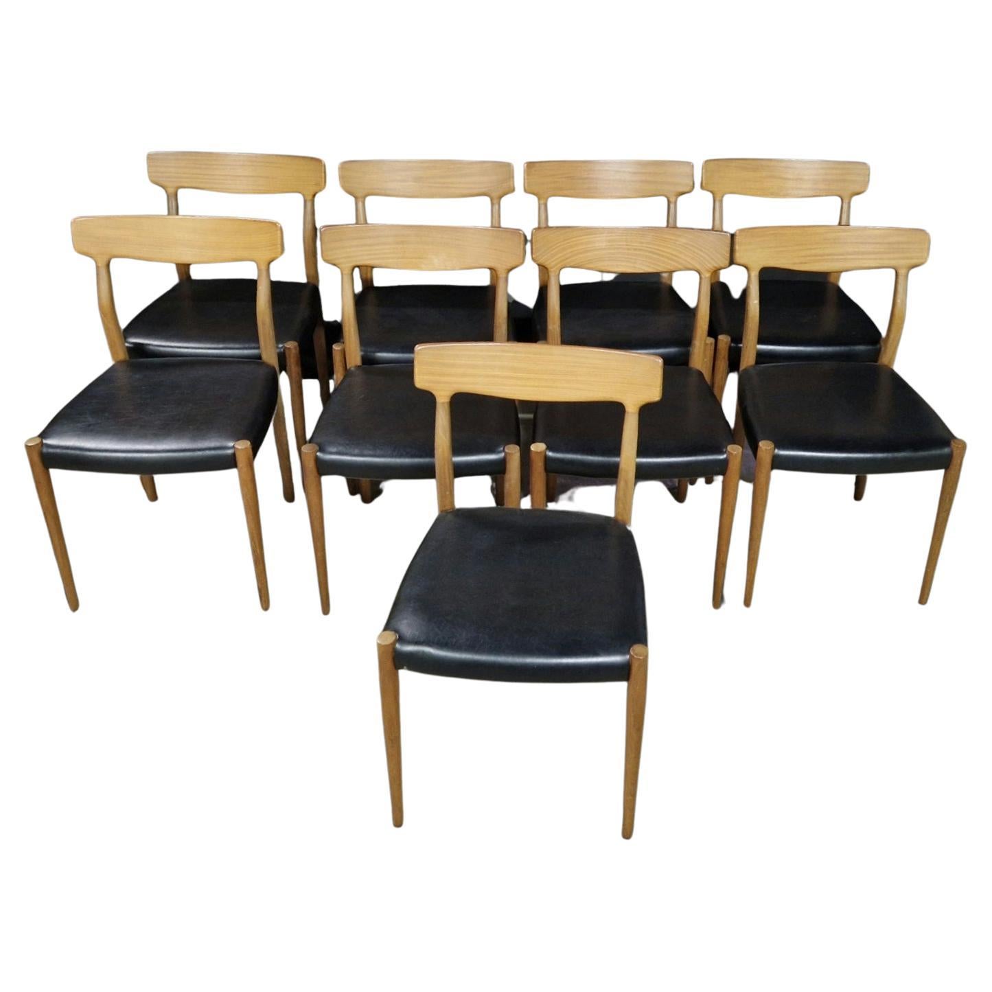 Mid century teak and vinyl dining chairs by Lübke, Germany 1960s For Sale