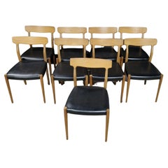 Mid century teak and vinyl dining chairs by Lübke, Germany 1960s
