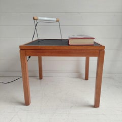 Mid-Century Teak and Vinyl Top Side Table, 1970s