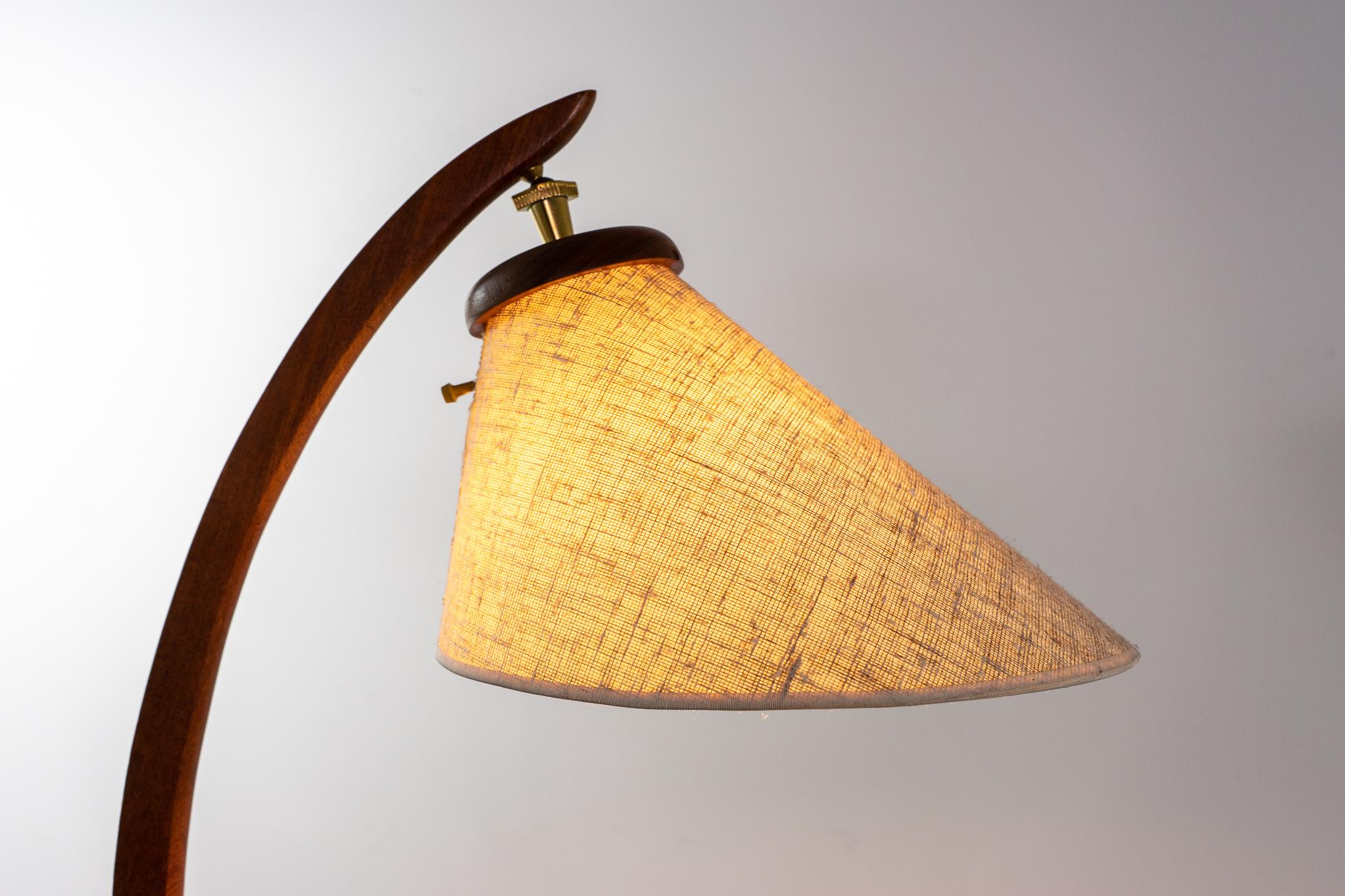 Mid-Century Teak Arc Floor Lamp 1