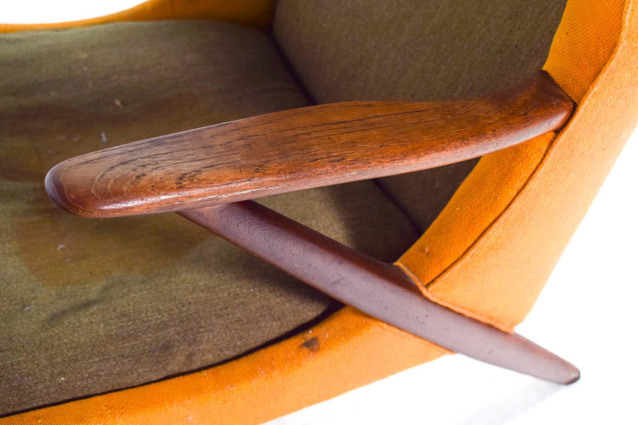Poltrona in teak di metà secolo Model 221 di Kurt Olsen per Slagelse Mobelvaerk in vendita 1
